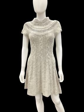 Free People Dress Women’s Size S Nordic Night Knit Cap Sleeve Wool Blend Gray
